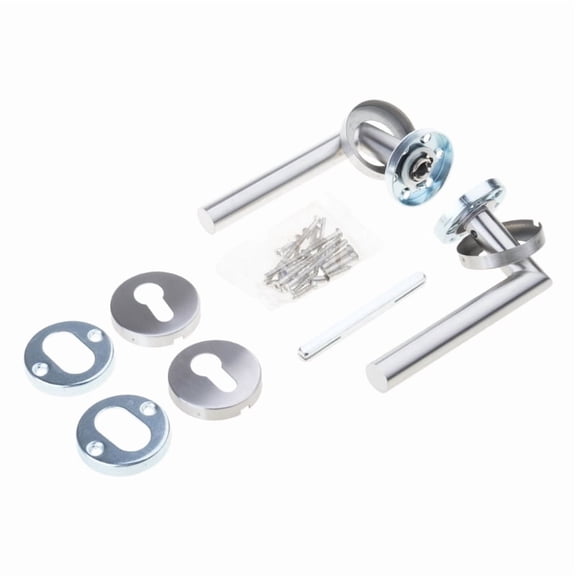 Zecic Elegant Door Lever Handle Set with Round Rose & Escutcheons Left & Right Handed door Steel Handle for Interior door