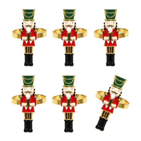 Zecic Elegant Holiday Dinner Napkin Rings Nutcrackers Design Alloy Metal Christmas Decors Elegant Alloy Napkin Holders