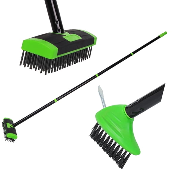 Zecic Grass Remove Tool Adjsutable Weeding Wire Brush Floor Scrubber for Driveway Deck