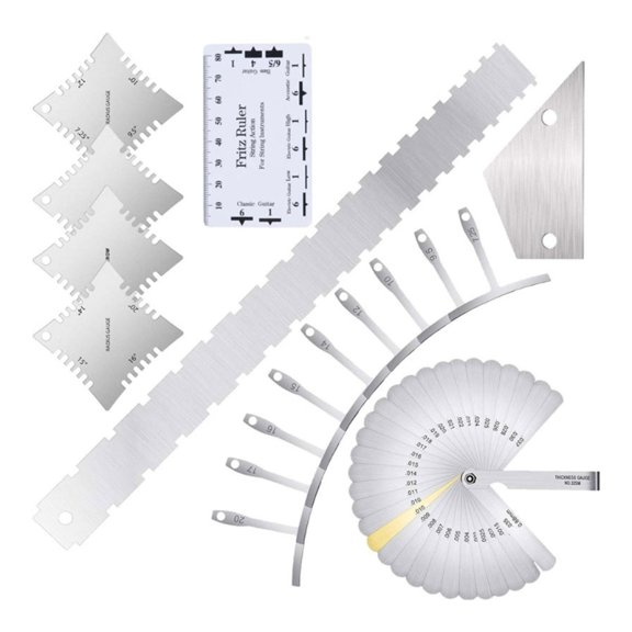 Zecic Guitar String Action Gauge Ruler Guitar String Height Gauge Bass Setups Gauge Luthier Repair Tool Guitar Measuring Tool