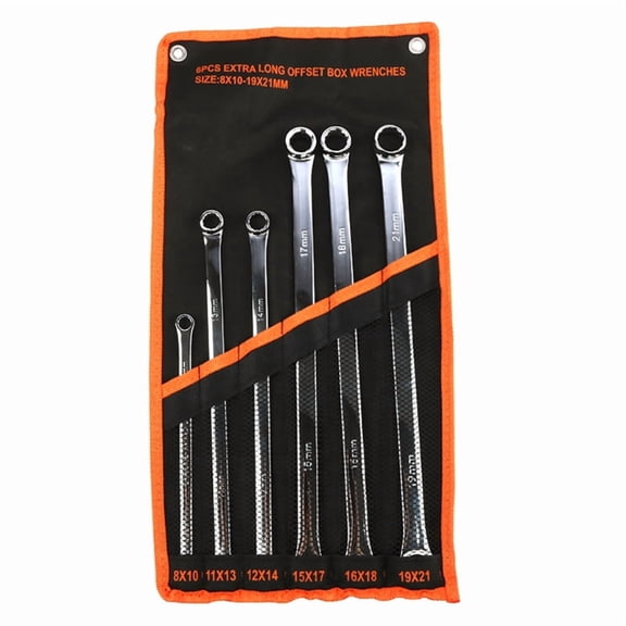Zecic Less Effort Aviation Wrench Metric 6-Piece Extra Long Double Box End Wrench