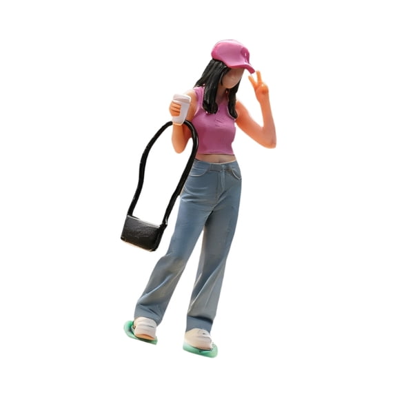 Zecic Milk Tea Girl Figure Model Dioramas Props 1:64 Scale Hand Painted Resin Figures