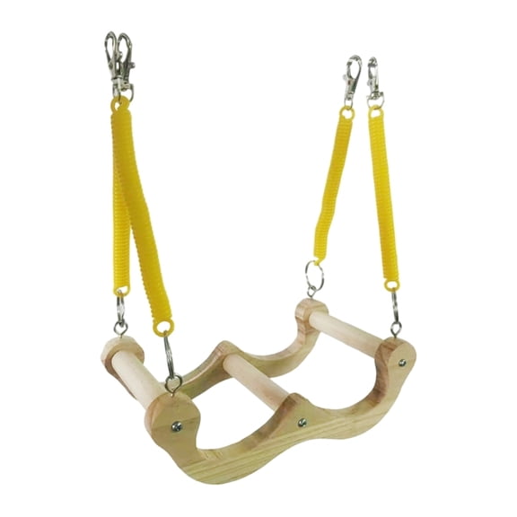 Zecic Natural Wooden Spring Swing For Parrots Durable Bird Perch With Elastic Design