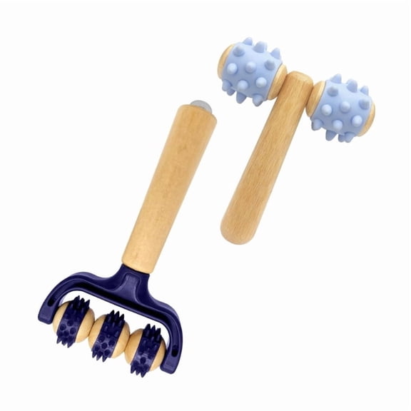 Zecic Pack of 2 Wood Massage Roller Set Suitable for Full Body Muscle Pains Reduction and Improved Circulation Portable Design
