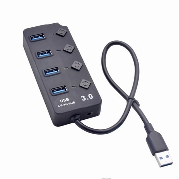 Zecic Plugs and Play USB3.0 Hubs 4 Port Splitter Featuring Switches Controls and Visual Status Indicators