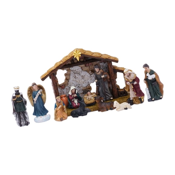 Zecic Resins Nativity Figurines Xmases Natvity Scene Statues Tabletop Ornament Gift