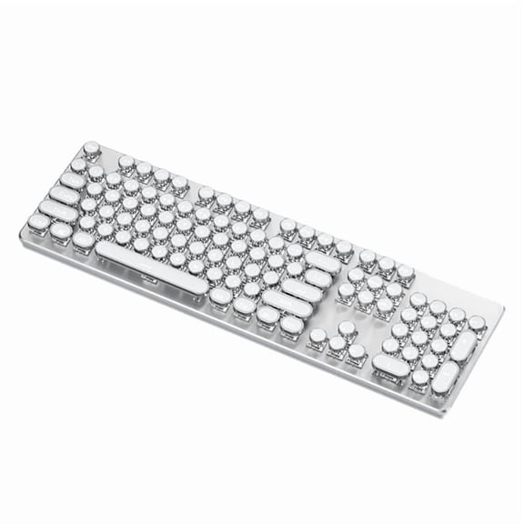 Zecic Retro Punk Round Keycap Mechanical Keyboard for Gamers 104 Key White Lighting Media Control White