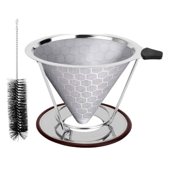 Zecic Reusable Stainless Steel Coffee Filter Manual Brewing Filter Reusable Filter