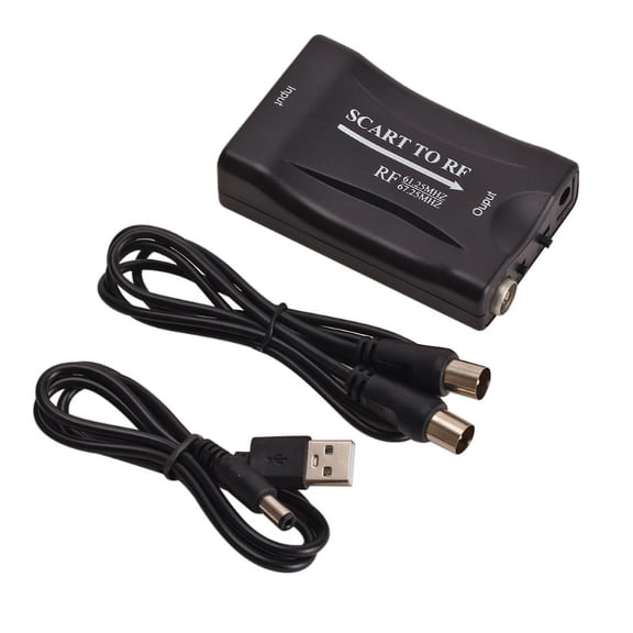 Zecic SCART To RF RF Output Video Converter Supports RF67.25Mhz 61.25Mhz SCART Box To Old TV Adapter