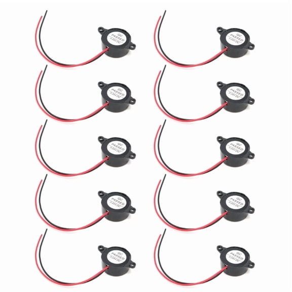 Zecic Set of 10pcs Loud Piezoelectric Buzzers Active Piezo Buzzers 3-24V Continuous Beep Alarms for Electronic Application