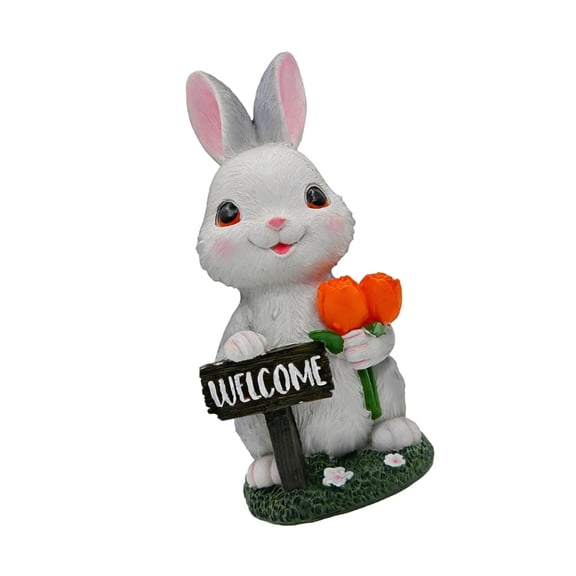 Zecic Solar Rabbit Garden Statues Rabbit Figurinesfor Patios,Lawns,Ornament Gift