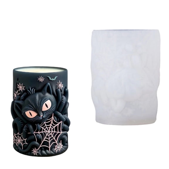 Zecic Spiderweb Cats Silicones Candle Mold Heat Resistant for Family Craft Activity