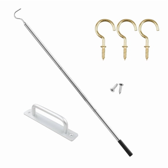Zecic Stainless Steel Telescopic Rod with Aluminum Handle Comprehensive Attic Pull Down Hook Set for Attic Ladder Convenience