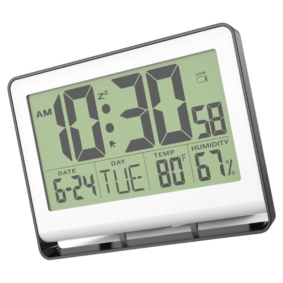 Zecic Tabletop Wall Mount Clock with Temperature Hygrometer LCD Display And Backlight