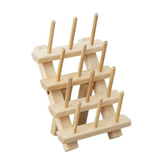 Zecic Thread Rack Wood Thread Holder 12 Spool Thread Storage Rack Thread Spool Stand Sewing Cone Storage Organiser Sewing