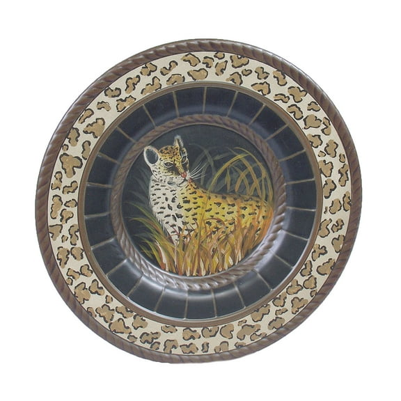 Zeckos 15 inch Diameter Hand Painted Cheetah Decorative Plate