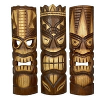 Zeckos 20 inch Hand Made Hawaiian God Tiki Mask Tropical Wall Art Set of 3