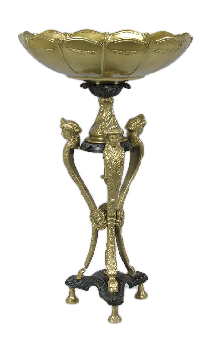 Zeckos 21 inch Tall Brass Three Leg Compote