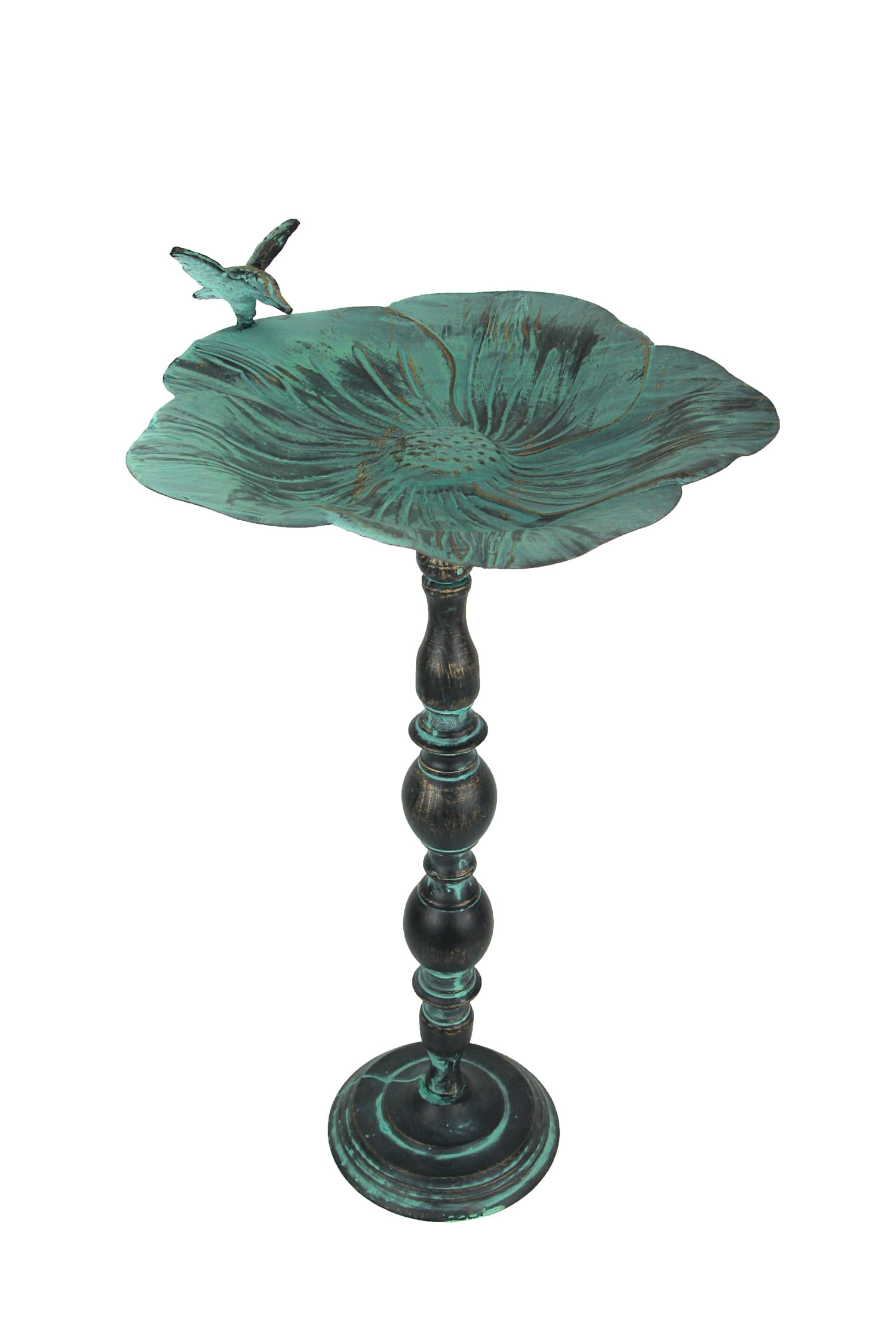 Zeckos 25 inch Verdigris Bird Bath Rustic Outdoor Water Basin Garden Decor