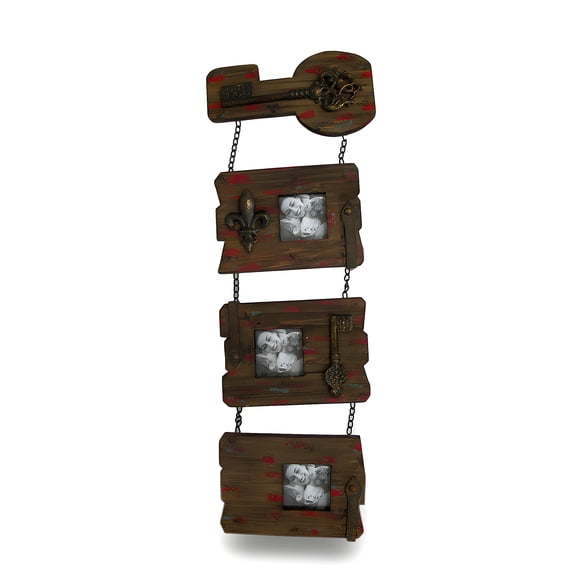 Zeckos 3 Panel Shabby Chic Recycled Wood Wall Photo Frame
