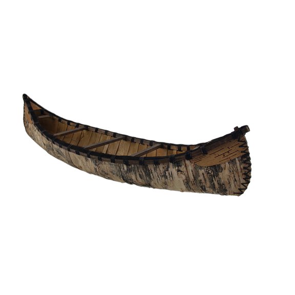Zeckos 37 in. Decorative Rustic Birch Bark Wood Canoe Statue