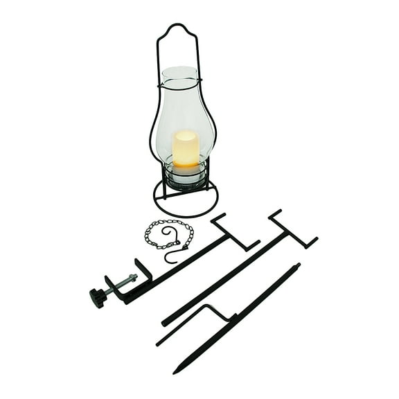 Zeckos 4 in 1 Glass Candle Lantern w/LED Flameless Candle