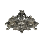 Zeckos 7 inch Diameter Pewter Finish Inkwell