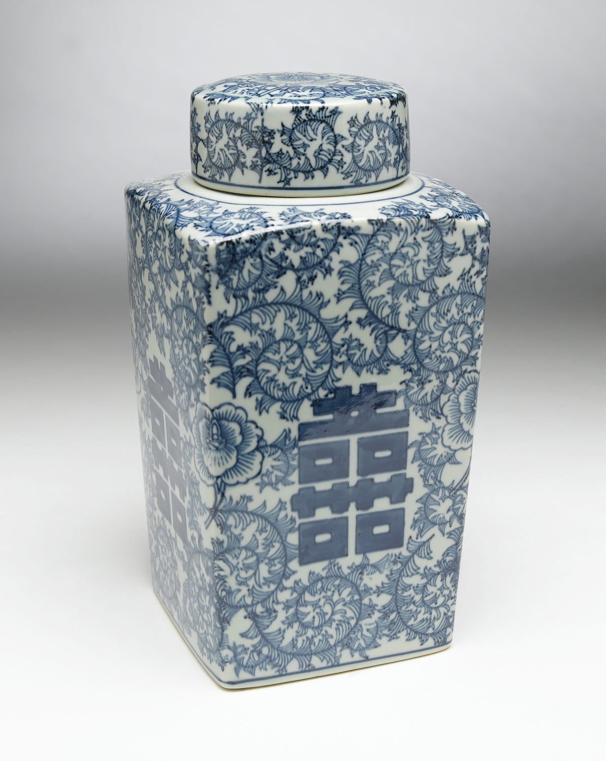 Zeckos AA Importing 59744 Antiqued Pale Green And Blue Square Jar With Lid