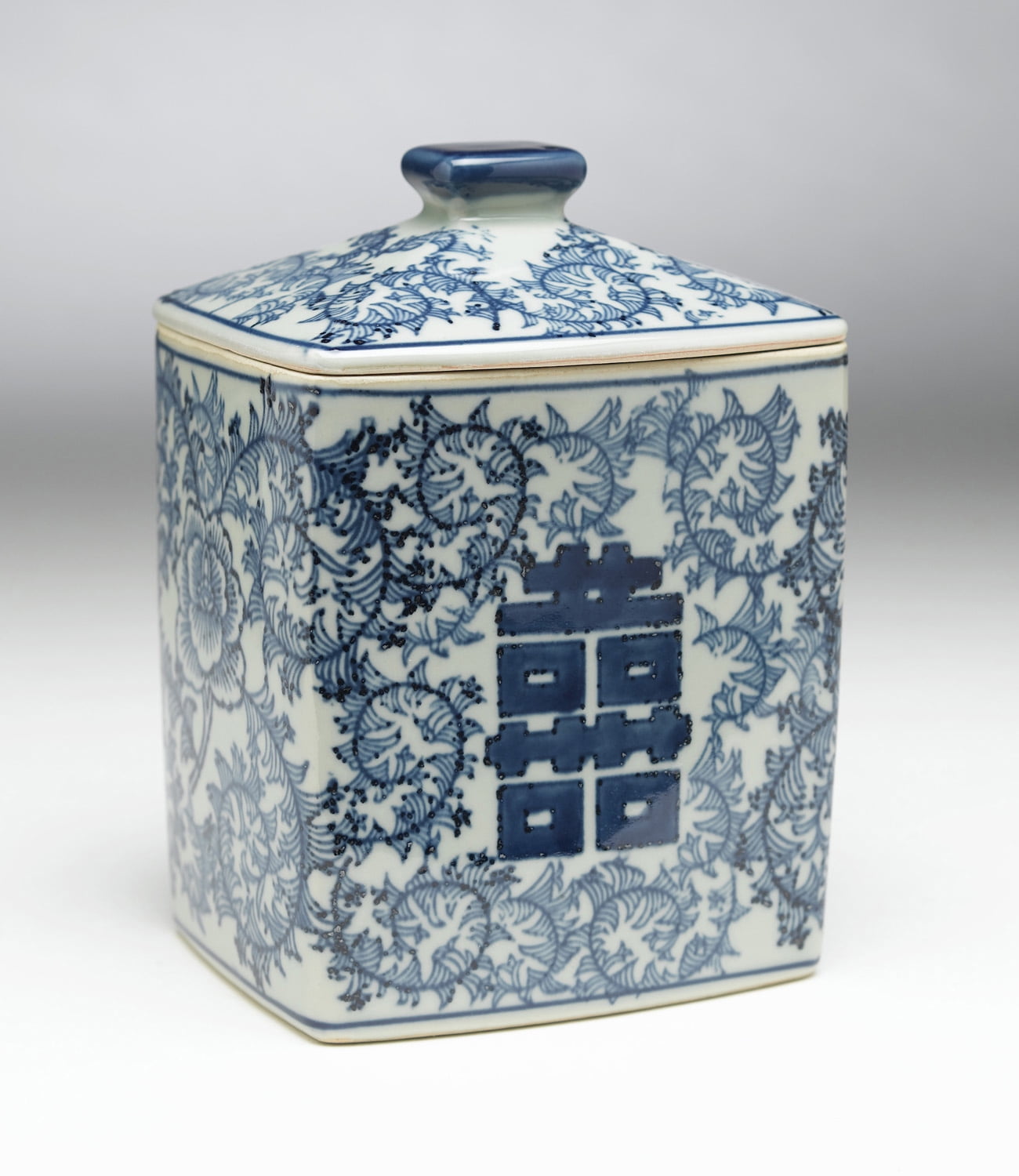 Zeckos AA Importing 59755 Antiqued Pale Green And Blue Square Jar With Lid