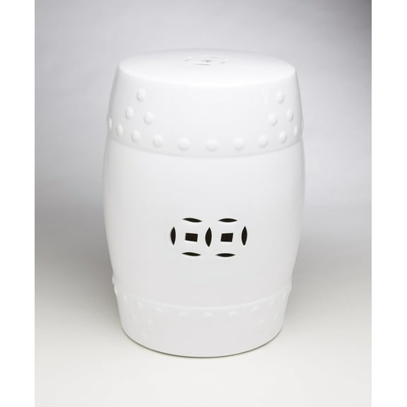Zeckos AA Importing 59852-WH White Finish Ceramic Garden Stool