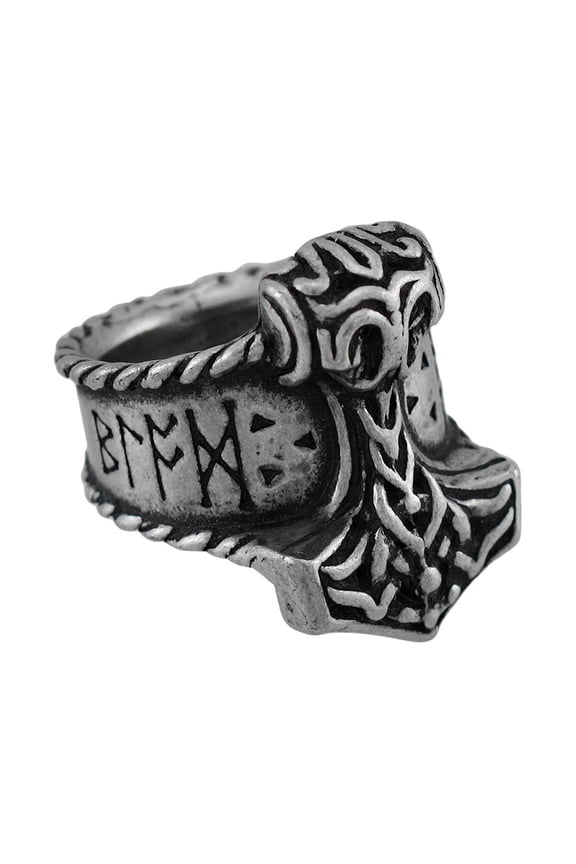 Alchemy Thor's Rune Hammer Ring - Pewter - Size 8.5
