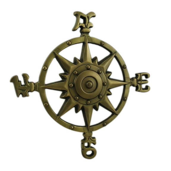 Zeckos Antique Brass Finish Compass Rose Indoor/Outdoor Wall Hanging
