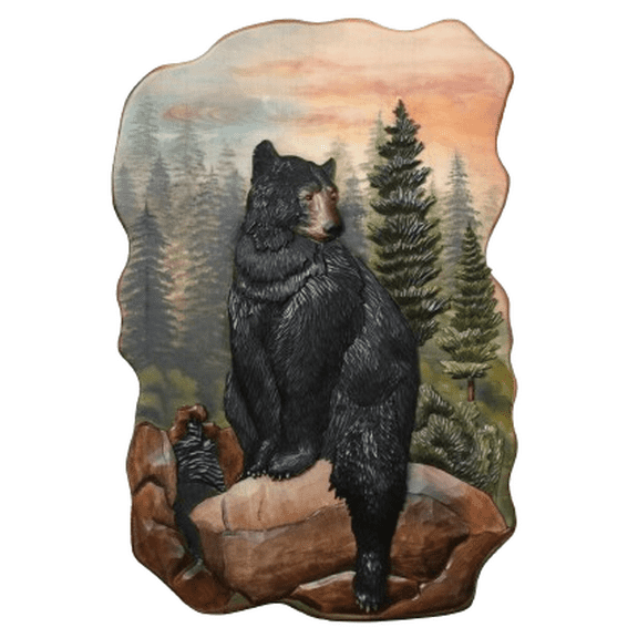 Zeckos Big Bear in Forest Wall Art 23" x 30"