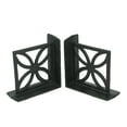 thumbnail image 1 of Zeckos Black Cast Iron Breeze Block Bookends Floral Design Set of 2, 1 of 5