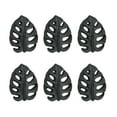 thumbnail image 1 of Zeckos Black Cast Iron Monstera Leaf Kitchen Drawer Pulls Set of 6, 1 of 5
