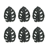 Zeckos Black Cast Iron Monstera Leaf Kitchen Drawer Pulls Set of 6