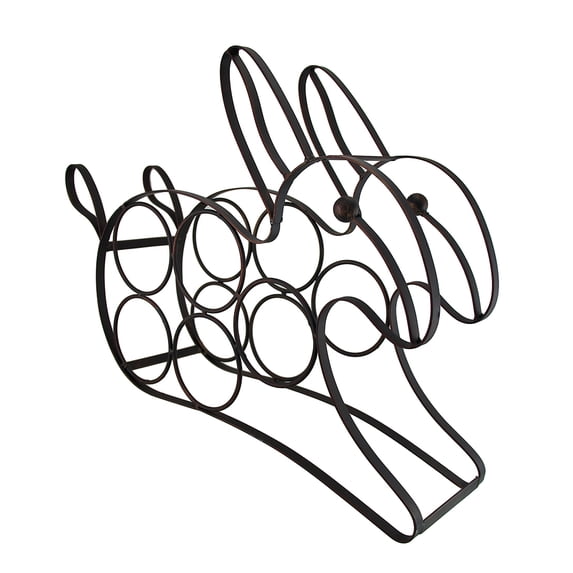 Zeckos Black Enamel Coated Bunny Rabbit 5 Bottle Metal Wine Holder