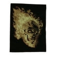 thumbnail image 1 of Zeckos Black Flaming Evil Skull 5 X 7 inch Area Rug with Red Border, 1 of 2