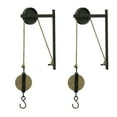 thumbnail image 1 of Zeckos Black Metal and Wood Pulley with Hook Plant Hanger Set of 2, 1 of 5