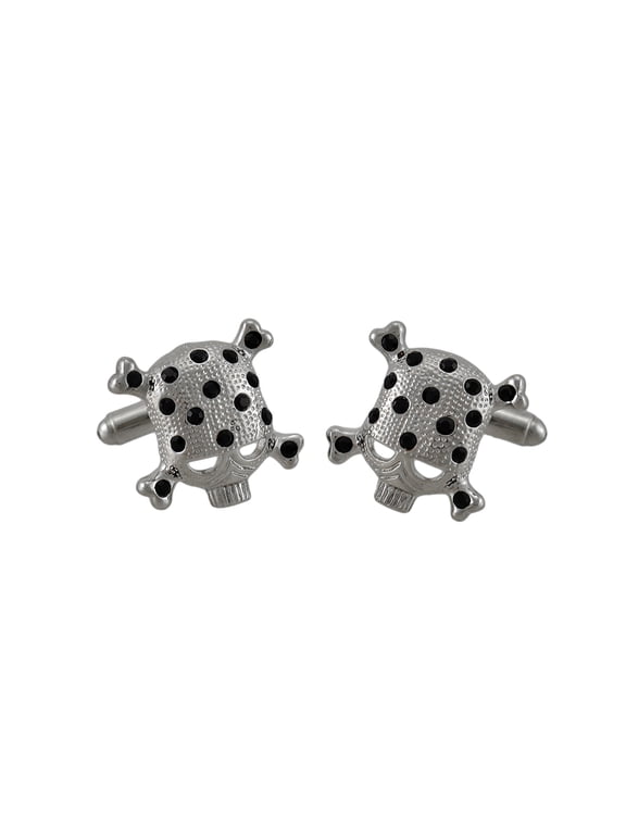 Black Rhinestone Skull & Crossbones Cufflinks Cuff Link