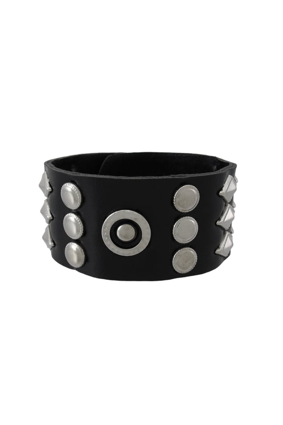 Black Vinyl Wristband with Round and Diamond Shaped Studs