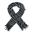 thumbnail image 1 of Zeckos Black / White Zebra Stripe Scarf Shawl Fringed, 1 of 3