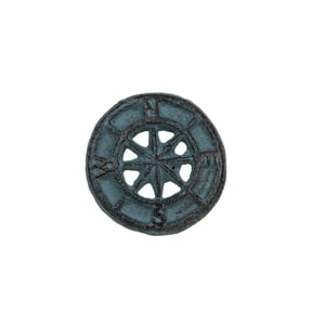 Zeckos Blue Cast Iron Compass Rose Cabinet Drawer Pulls Set of 12