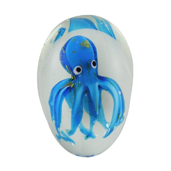 Zeckos Blue Encased Octopus Art Glass Paperweight 4.75 inches High