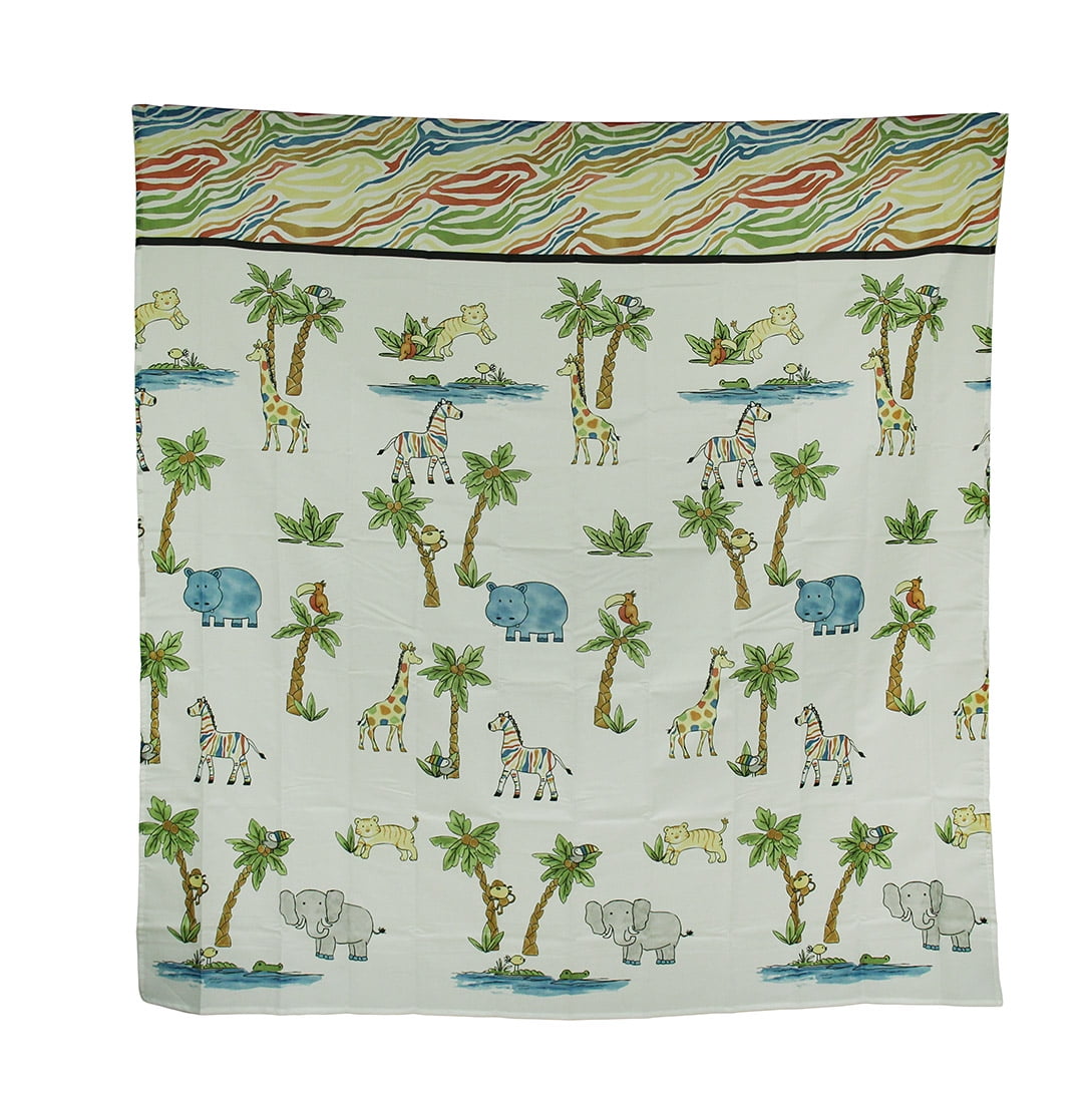 Safari Jungle Animals Fabric Shower Curtain with Liner