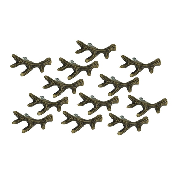 Zeckos Bronze Cast Iron Deer Antler Cabinet Drawer Pull Set of 12