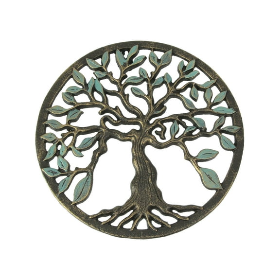 Zeckos Bronze Cast Iron Tree of Life Hanging Wall Décor 11.75 inch
