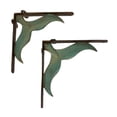 thumbnail image 1 of Zeckos Bronze and Verdigris Cast Iron Whale Tail Wall Shelf Brackets Set of 2, 1 of 7
