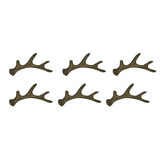 Zeckos Bronze Finish Cast Iron Deer Antler Drawer Pull Set of 6