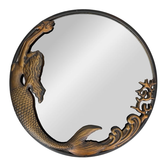 Zeckos Bronze Mermaid Mirror – 20-inch Nautical Accent for Coastal Home Decor - Bronze